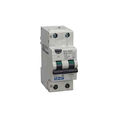 NHP DIN-T Residual Current Device Short Body w/ Overcurrent 10kA 10A 1Pole and N C Curve 10mA Type A