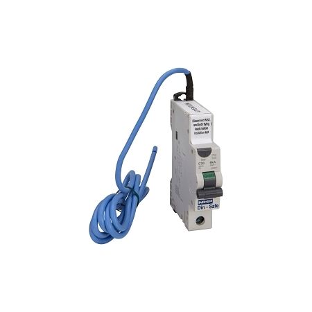 NHP DIN-T Residual Current Device Short Body w/ Overcurrent 6kA 25A 1Pole and N C Curve 10mA Type A