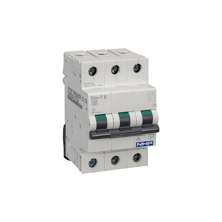NHP DIN-T Miniature Circuit Breaker 6kA 3Pole 25A C Curve