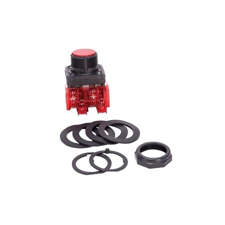 Allen-Bradley 800H Pushbutton 30.5mm Complete PL FS Bootless Flush HD MOM 1NC Red N ILL