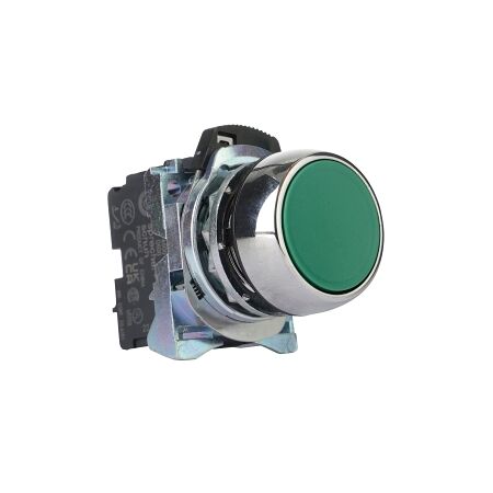 Sprecher and Schuh D7 Pushbutton 22.5 mm Complete Metal MOM Flush Green Cap Non Illuminated 1NO