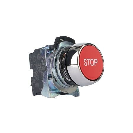 Sprecher and Schuh D7 Pushbutton 22.5 mm Complete Metal MOM Flush Red Cap STOP Non Illuminated 1NC