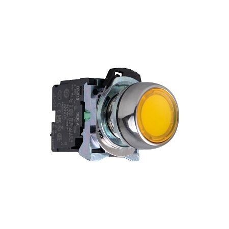Sprecher and Schuh D7 Pushbutton 22.5 mm Complete Metal MOM Flush YLW Lens Cap 24V Illuminated 1NO