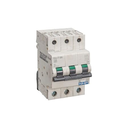 NHP DIN-T Miniature Circuit Breaker Easyfit 6kA 3Pole 6A C Curve