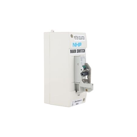 NHP DIN-T Meter Isolator Pole Cover 2 Way DIN-T and 1Pole 63A 6kA MCB D Curve LOCKDIN