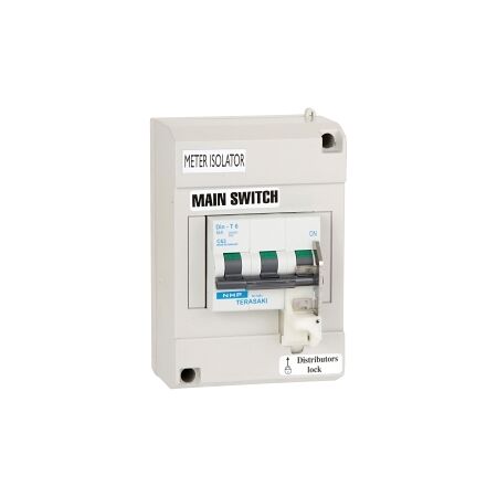 NHP DIN-T Meter Isolator Pole Cover 2 Way DIN-T and 1Pole 63A 6kA MCB C Curve LOCKDIN