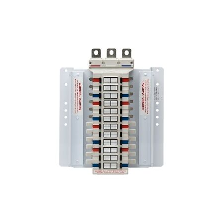 NHP POWERMAX GB Isolation Busbar Chassis DIN-T 250A 24 Way 2Pole Top Feed Red Black