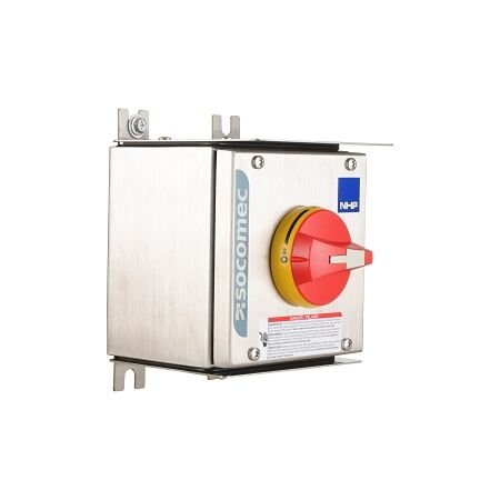 Socomec ISO Enclosed Isolator, IP 65 Stainless Steel, Handle - Red, 4P 25A Socomec ISO Enclosed Isolator, IP 65 Stainless Steel, Handle - Red, 4P 25A