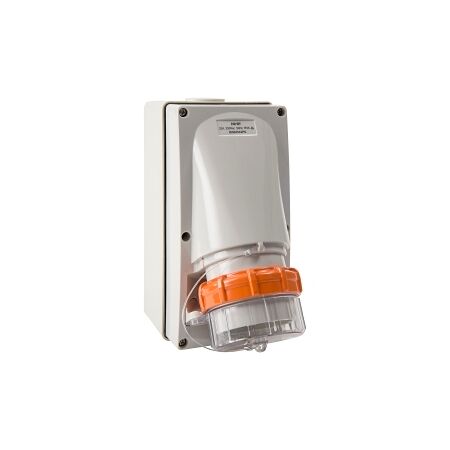 NHP ISO Appliance Inlet, 3 Round Pins 32A 250V AC, with Base 63mm, Grey
