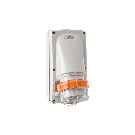 NHP ISO Appliance Inlet, 5 Round Pins 20A 500V AC, w/ Base 38mm, Grey