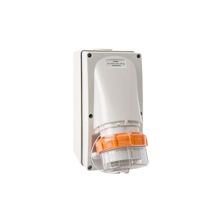 NHP ISO Appliance Inlet, 5 Round Pins 40A 500V AC, w/ Base 63mm, Grey