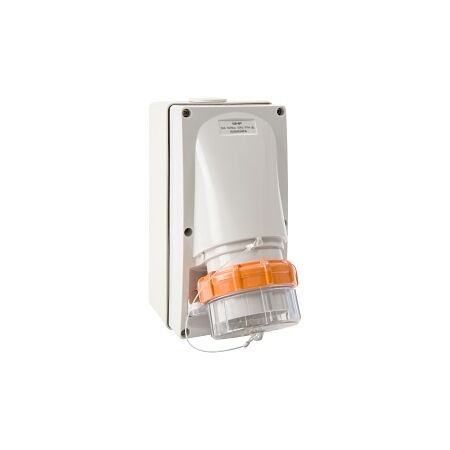NHP ISO Appliance Inlet, 5 Round Pins 50A 500V AC, w/ Base 63mm, Grey