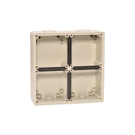 NHP ISO Back Box/Base, 4 Gang (2 x 2) - Large 63mm depth, Grey