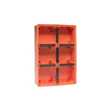 NHP ISO Back Box/Base, 6 Gang (2 x 3) - Large 63mm depth, Resistant Orange