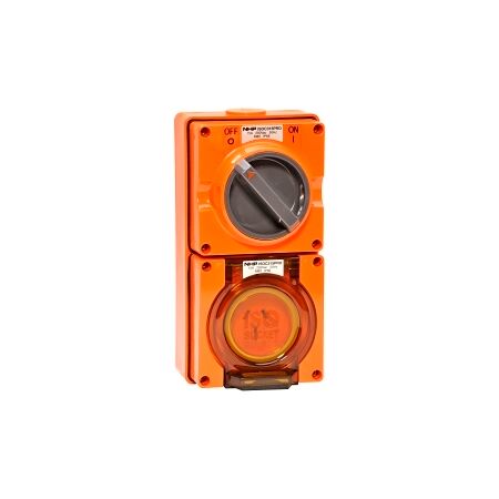 NHP ISO Switched Socket Outlet, 3 Flat Pins 20A 250V AC, w/ Base, RO
