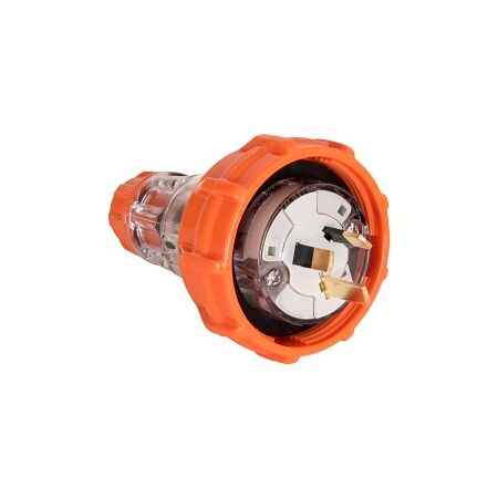 NHP ISO Plug - Straight, 3 Flat Pins, 10A 250V AC, Electric Orange