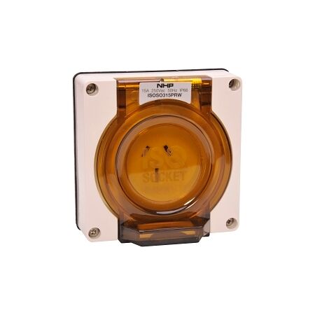 NHP ISO Socket Outlet, 3 Flat Pins 15A 250V AC, w/o Base, Resistant White