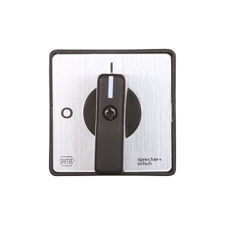 Sprecher and Schuh L7 Handle Std Type A BK/Silver Central Nut Mount 48 x 48mm Engraved OFF ON