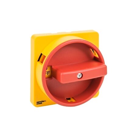 Sprecher and Schuh L7 Handle Disc Padlock Type G RD/YL Screw Fixing Mount 67 x 67mm Engraved OFF ON