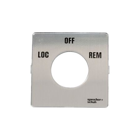 Sprecher and Schuh L2 Cam Switch Ll2A4 Legend Plate 48 x 48mm Loc Off Rem