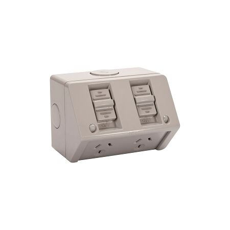 NHP NLINE General Purpose Switch Socket Outlet, IP53, Twin, 10A 250V AC