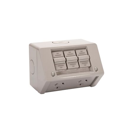 NHP NLINE General Purpose Switch Socket Outlet, IP53, Twin with Extra Switch, 10A 250V AC