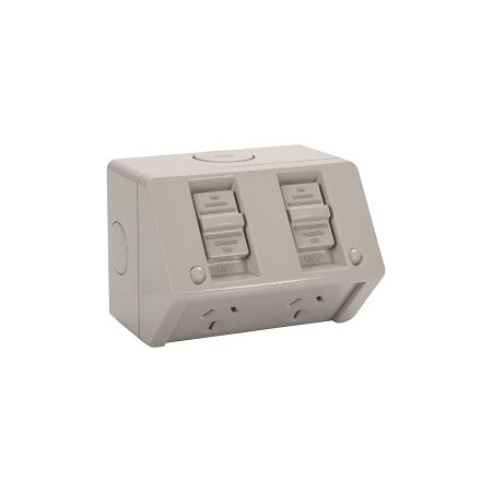 NHP NLINE General Purpose Switch Socket Outlet, IP53, Twin, 15A 250V AC