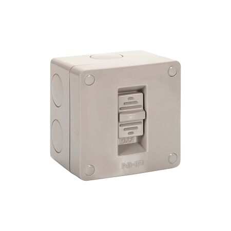 NHP NLINE Surface Switch, Small IP 66 Plastic, 1 Gang, 2 Pole 20A 250V AC