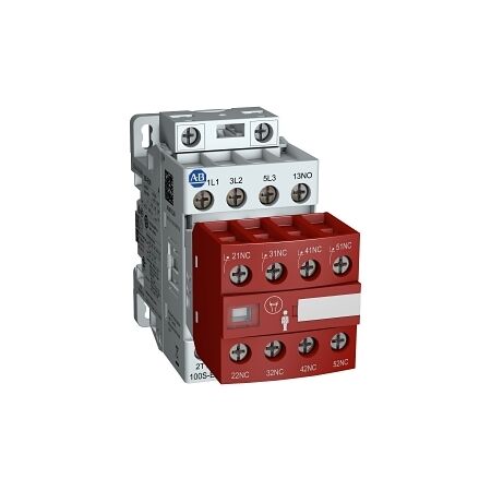 Allen-Bradley 100SE Safety Contactor 4kW 3P 100-250V AC/DC Coil 1NO 4NC Auxiliary