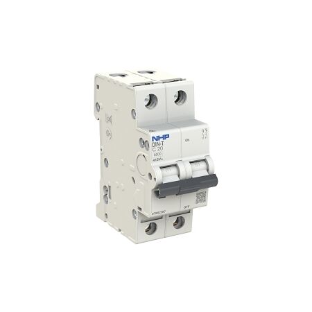NHP DIN-T Miniature Circuit Breaker MCB 10kA 2 Pole 20A D Curve