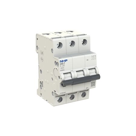 NHP DIN-T Miniature Circuit Breaker MCB 6kA 3 Pole 2A C Curve