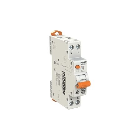 NHP MOD6+ RCBO 6kA 1 Pole and Switched N 10A C Curve 30mA Type A (2 screw)