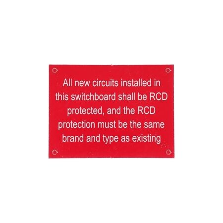 NHP Concept Panelboard Accessory Label Rcd Warning Type D 100 x 75mm White On Red