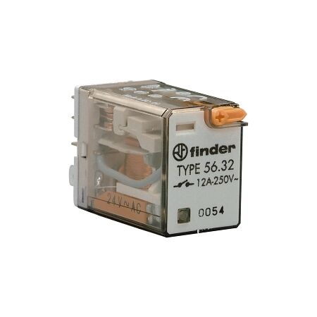 Finder 56 Series Miniature Power Relay 12A 2CO 24V AC Coil with PB plus LED plus Mechanical Ind