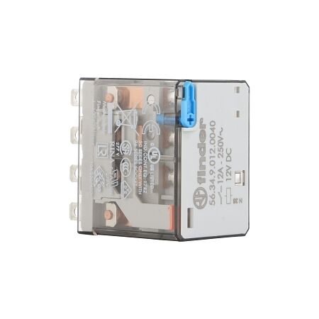 Finder 56 Series Miniature Power Relay 12A 4CO 12V DC Coil with PB plus Mechanical Indicator