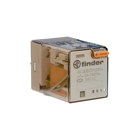 Finder 60 Series General Purpose Relay 10A 3CO 24V AC Coil with PB plus Mechanical Indicator