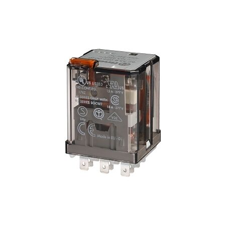 Finder 62 Series Power Relay Plug in 16A 3CO 24V DC Coil with Pushbutton plus Mechanical Indicator