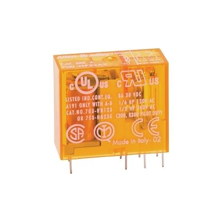 Allen-Bradley 700-HP PCB Pin Style Relay 8A 2 CO DPDT 2Pole 24V DC Coil Standard Silver Contacts