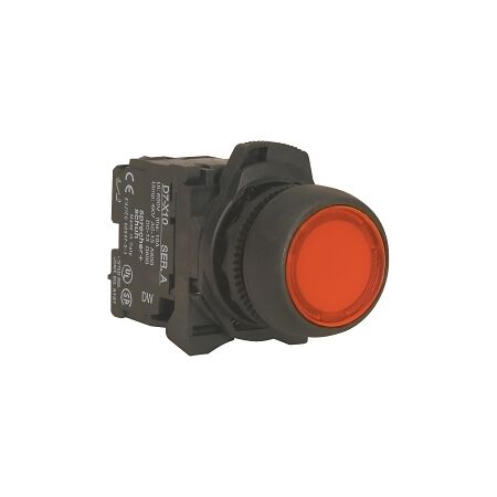 Sprecher and Schuh D7 Pushbutton 22.5 mm Hangsell PK PLT MOM Flush Red Lens Cap Illuminated 24V 1NC