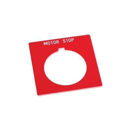 Allen-Bradley 800H Legend Plate 47 X47mm, Standard, MOTOR STOP, Red