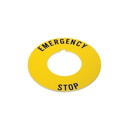 Allen-Bradley 800T Legend Plate IEC RING Yellow EMERGENCY STOP for 30.5mm Pushbutton