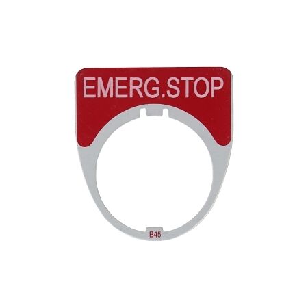 Austrol N100 Legend Plate Emerg Stop Red 41 x 45mm Medium to suit N100 operators and indicators