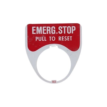 Austrol N100 Legend Plate Emerg Stop Pull To Reset for E Stop Mushroom Recess