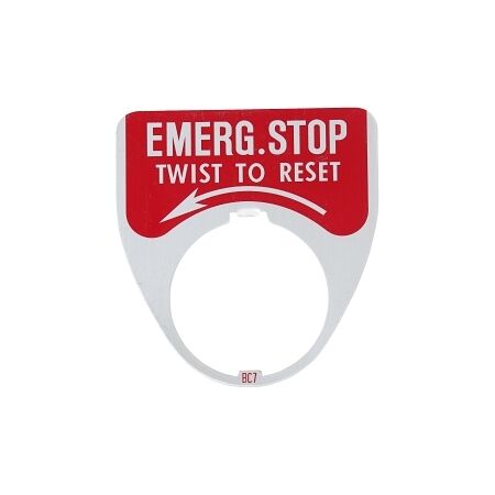 Austrol N100 Legend Plate Emerg Stop Twist To Reset For E Stop Mushroom