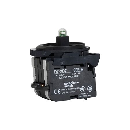 Sprecher and Schuh D7 Lamp Module LED 240VAC Push To Test Green