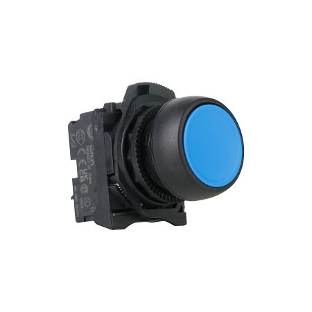 Sprecher and Schuh D7 Pushbutton 22.5 mm Complete Plastic MOM Flush Blue Cap Non Illuminated 1NO
