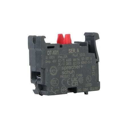 Sprecher and Schuh D7 Contact Block 1 NC for 22.5 mm Pushbutton Operators