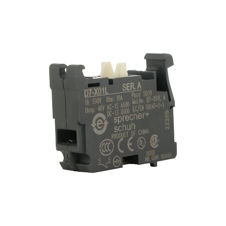 Sprecher and Schuh D7 Contact Block 1 NC for 22.5 mm Pushbutton Operators Late Break