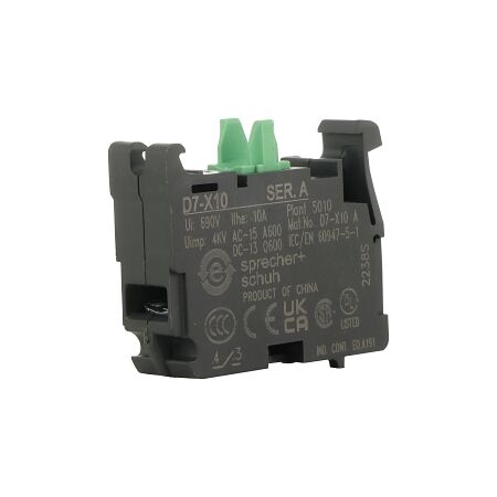 Sprecher and Schuh D7 Contact Block 1 NO  for 22.5 mm Pushbutton Operators
