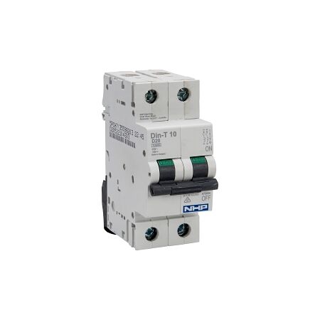 NHP DIN-T Miniature Circuit Breaker 10kA 2Pole 0.5A D Curve